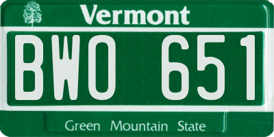 VT license plate BWO651