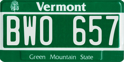 VT license plate BWO657