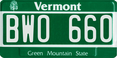 VT license plate BWO660