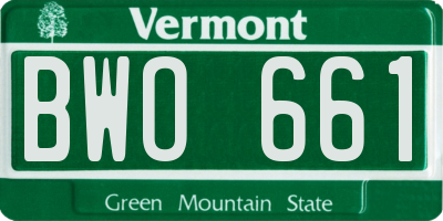 VT license plate BWO661