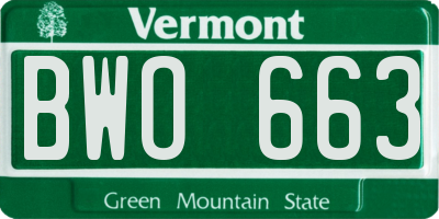 VT license plate BWO663