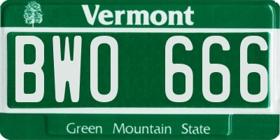 VT license plate BWO666
