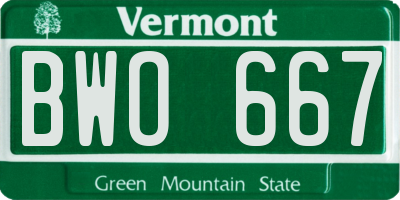 VT license plate BWO667