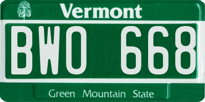 VT license plate BWO668