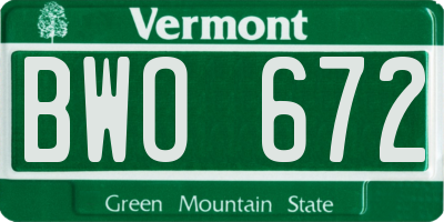 VT license plate BWO672