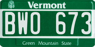 VT license plate BWO673