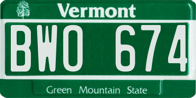 VT license plate BWO674