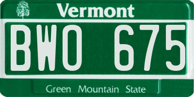 VT license plate BWO675