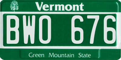VT license plate BWO676