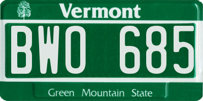 VT license plate BWO685