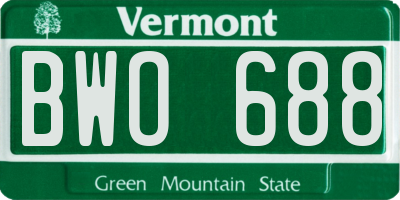 VT license plate BWO688