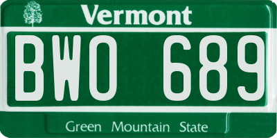 VT license plate BWO689