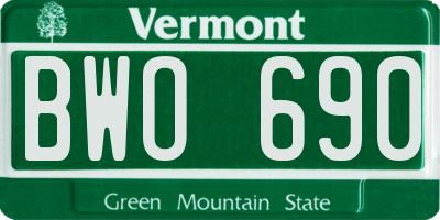 VT license plate BWO690