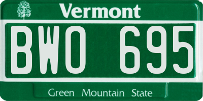 VT license plate BWO695