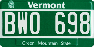 VT license plate BWO698