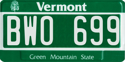 VT license plate BWO699