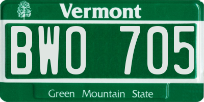 VT license plate BWO705