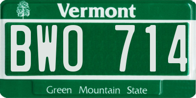 VT license plate BWO714