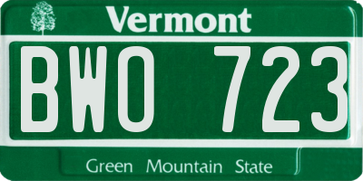 VT license plate BWO723