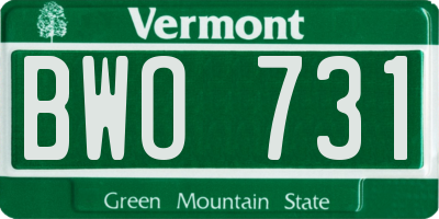 VT license plate BWO731