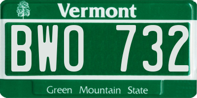 VT license plate BWO732