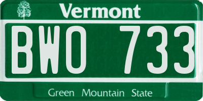 VT license plate BWO733