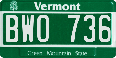 VT license plate BWO736