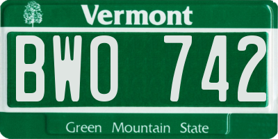 VT license plate BWO742