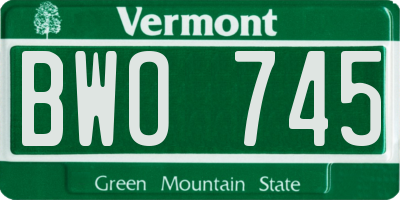 VT license plate BWO745