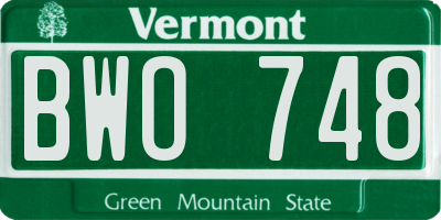 VT license plate BWO748