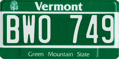 VT license plate BWO749