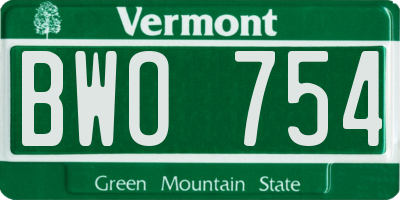 VT license plate BWO754