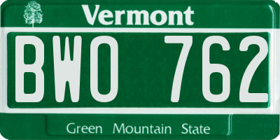 VT license plate BWO762