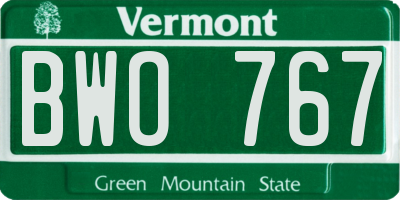 VT license plate BWO767