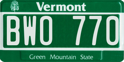 VT license plate BWO770
