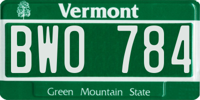 VT license plate BWO784