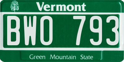 VT license plate BWO793