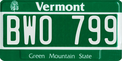 VT license plate BWO799