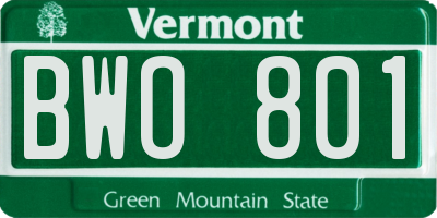 VT license plate BWO801