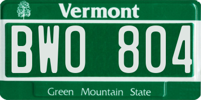 VT license plate BWO804