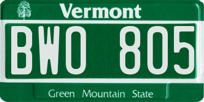 VT license plate BWO805
