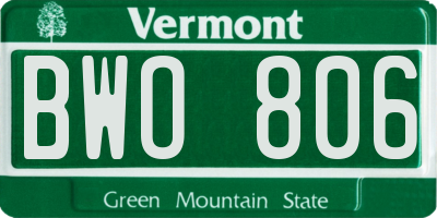 VT license plate BWO806