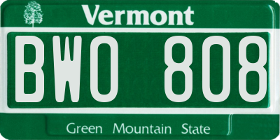 VT license plate BWO808