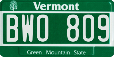 VT license plate BWO809
