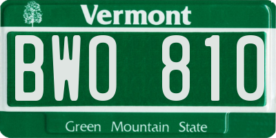 VT license plate BWO810