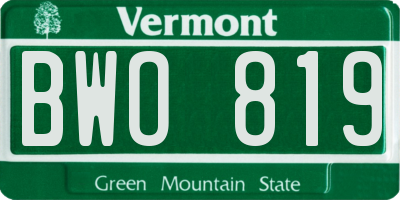 VT license plate BWO819