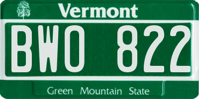 VT license plate BWO822