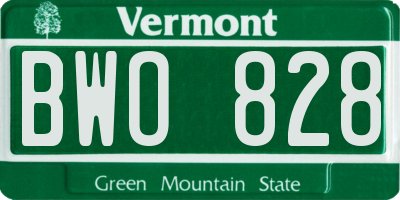 VT license plate BWO828