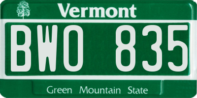VT license plate BWO835