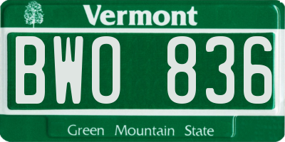 VT license plate BWO836